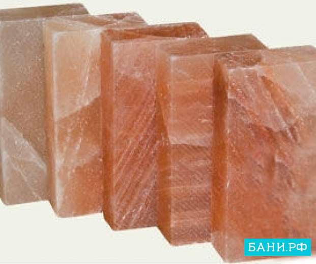 Кирпич из розовой гималайской соли, 200х100х50, шлифованный, одна сторона натуральная